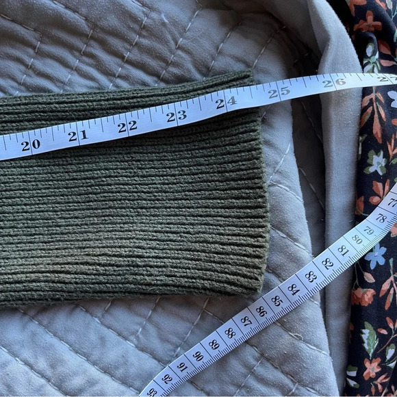 SOFT SURROUNDINGS ~ Green Asymmetric Cable Knit Wool Blend Cardigan with Clasp - Picture 3 of 12